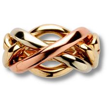 4 Band - 14k Solid Gold Puzzle Ring - (4125) - Ladies