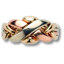 4 Band - 14k Solid Gold Puzzle Ring - (4C1) - Ladies