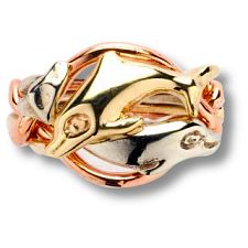 4 Band - 14k Solid Gold Puzzle Ring - (4DL) - Ladies