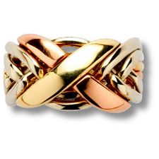 6 Band - 14k Solid Gold Puzzle Ring - (6NX) - Ladies