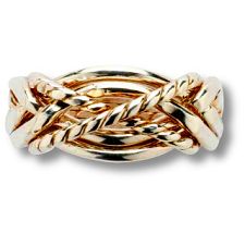 6 Band - 14k Solid Gold Puzzle Ring - (6TW2X) - Ladies