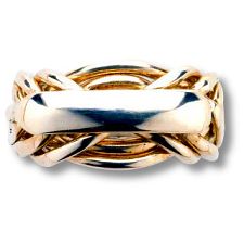 7 Band - 14k Solid Gold Puzzle Ring - (7WA) - Ladies