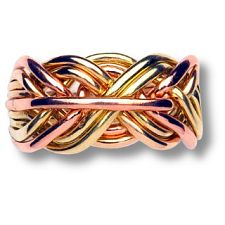 9 Band - 14k Solid Gold Puzzle Ring - (9B) - Ladies