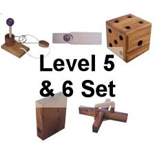 .Wood Puzzles: Level-5-and-6: a set of 5 puzzles