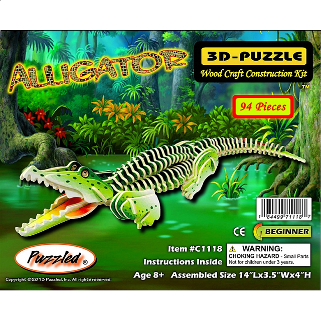 Alligator - Illuminated 3d Wooden Puzzle