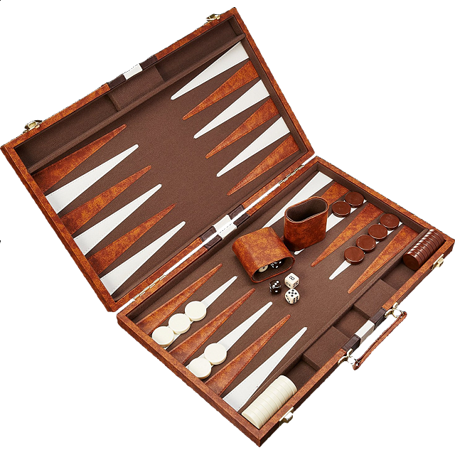 18 Inch Backgammon Set - Brown And White