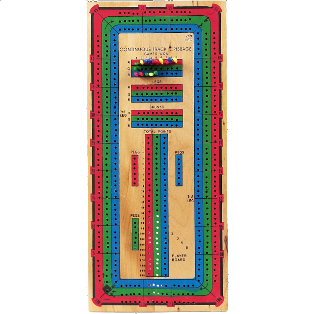 Deluxe Color 3 Track Cribbage Board Card Games Puzzle Master Inc