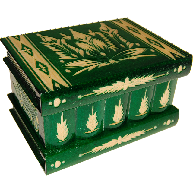Romanian Puzzle Box Large Green Puzzle Boxes / Trick Boxes Puzzle