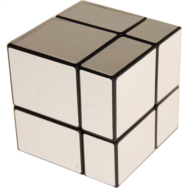 Mirror 2x2x2 Cube Black Body with Silver Labels Rubik's Cube