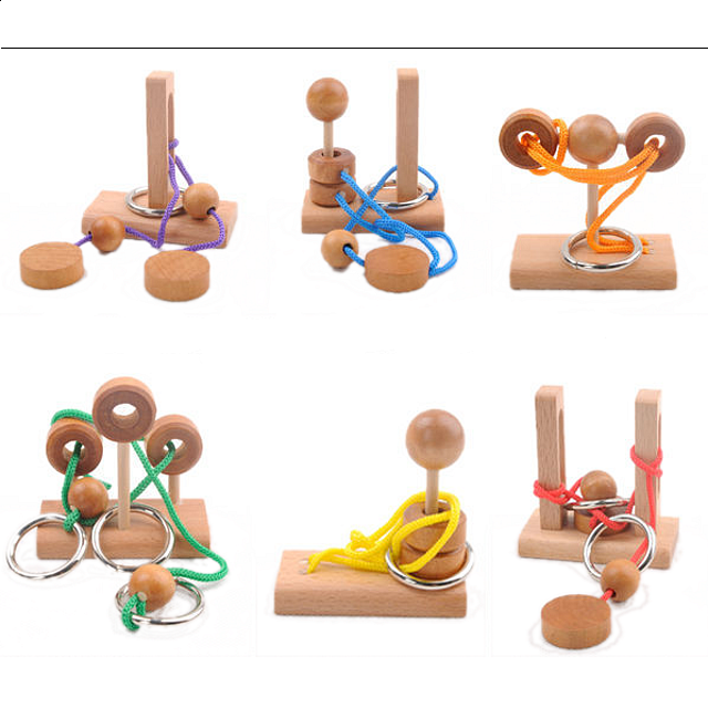 Mini Rope Puzzles Set of 6 More Wood Puzzles Puzzle Master Inc