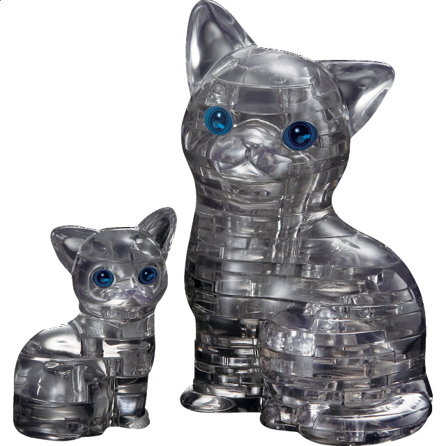 3d Crystal Puzzle - Cat & Kitten (black)