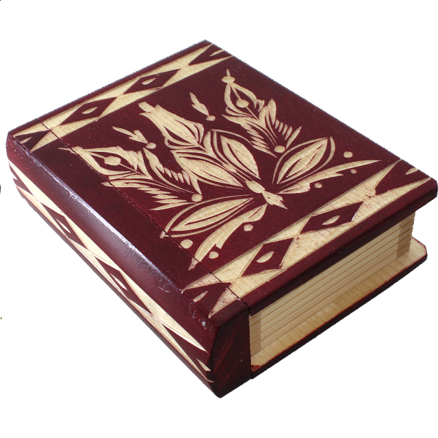 Romanian Secret Book Box Burgundy Wooden Puzzle Boxes Puzzle