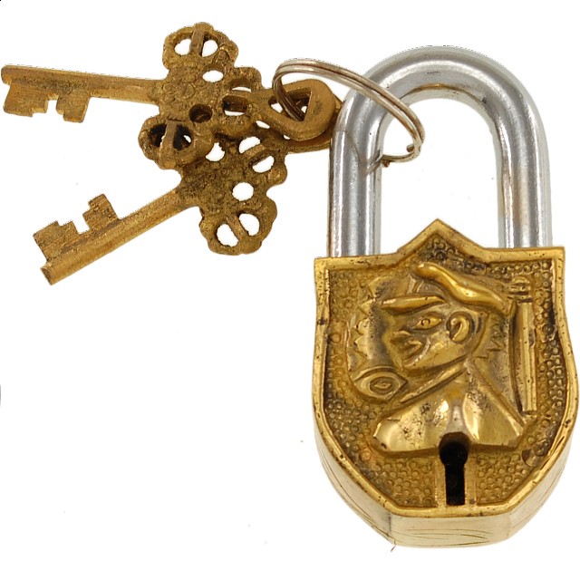 Brass Small Figure Padlock Regular Lock Games & Toys Puzzle Master Inc