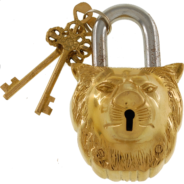 Brass Lion Padlock Regular Lock Games & Toys Puzzle Master Inc