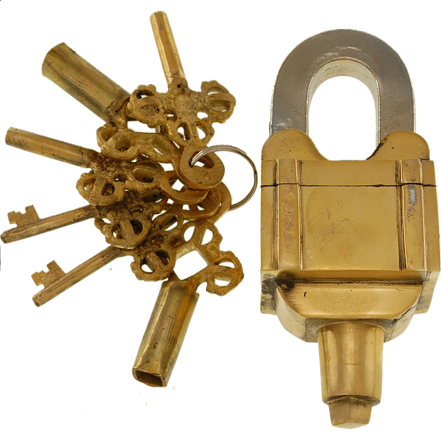 Brass 6 Key Square Trick Puzzle Padlock (3 keys x 2) Metal Puzzle