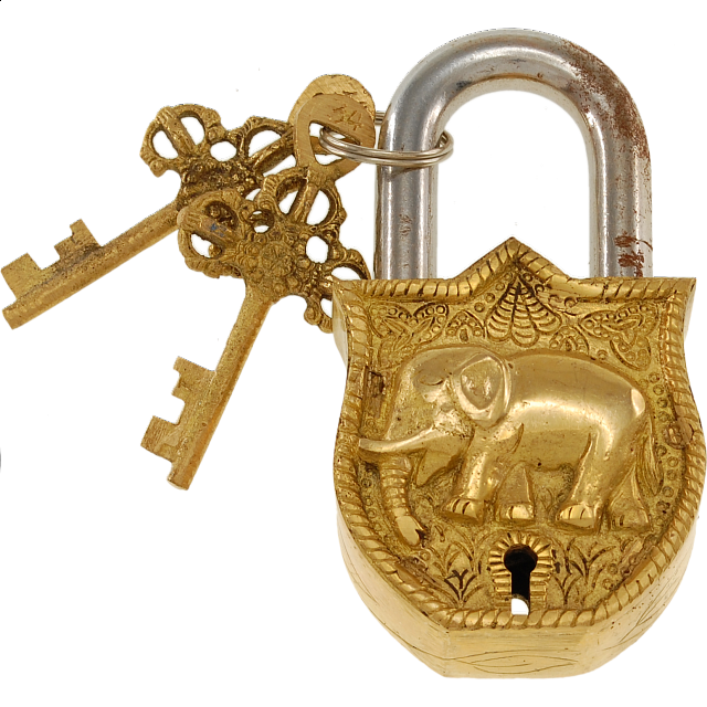 Brass Puzzle Trick Padlock Elephant Wire & Metal Puzzles Puzzle Master Inc