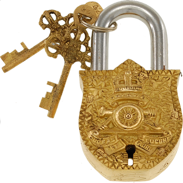 Brass Puzzle Trick Padlock Coat of Arms Wire & Metal Puzzles