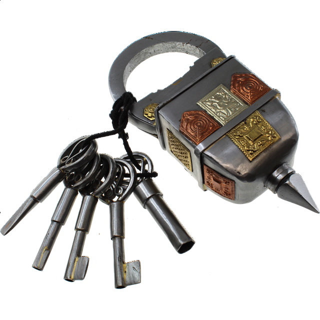 5 Key Iron Puzzle Lock