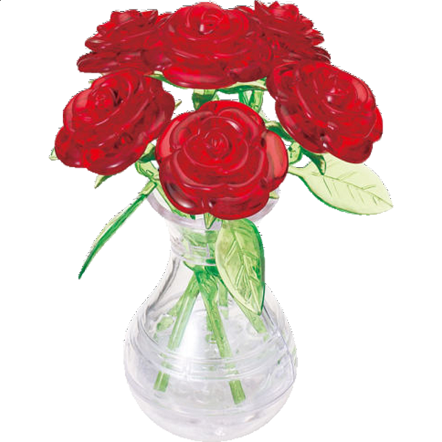 3D Crystal Puzzle Roses in Vase (Red) 3D Crystal Puzzles Puzzle