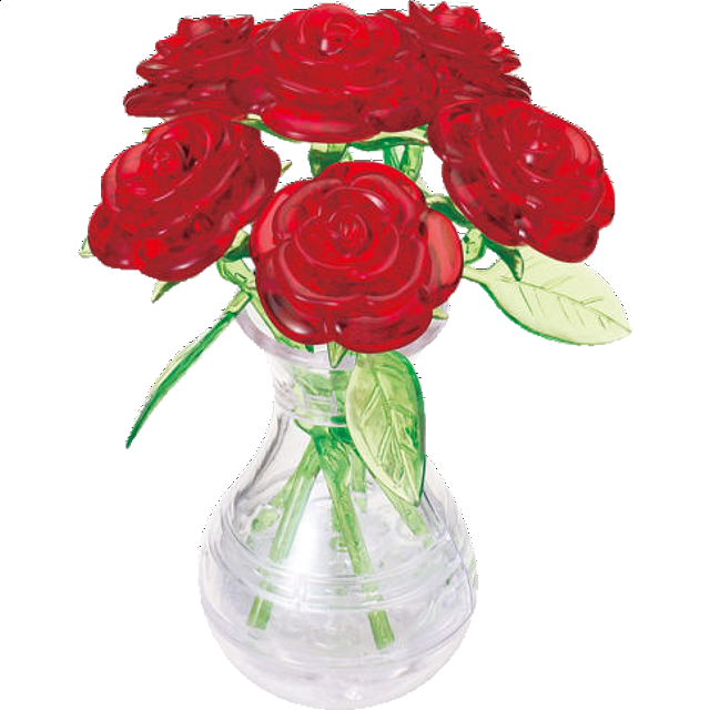 3d Crystal Puzzle - Roses In Vase (red)