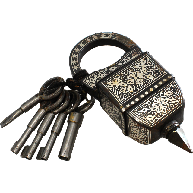 5 Key Iron Puzzle Lock With Silver Design Wire & Metal Puzzles