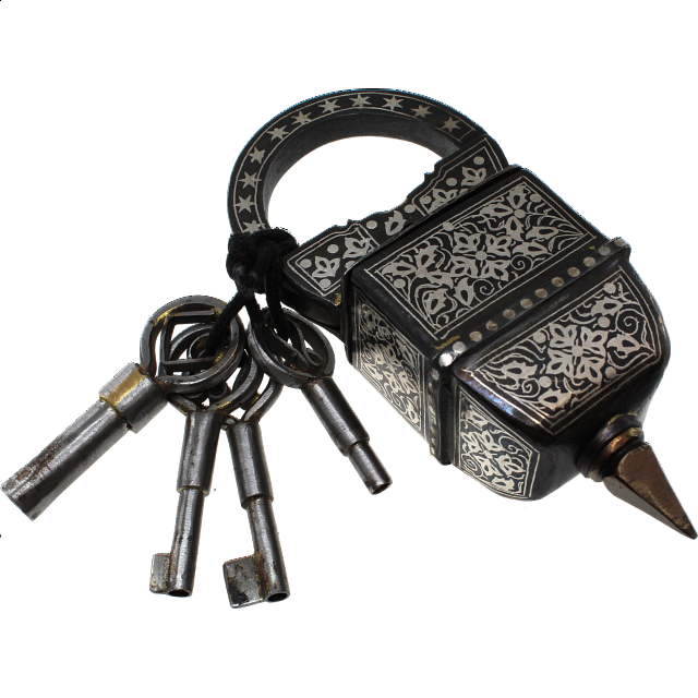 4 Key Puzzle Lock - With Silver Design