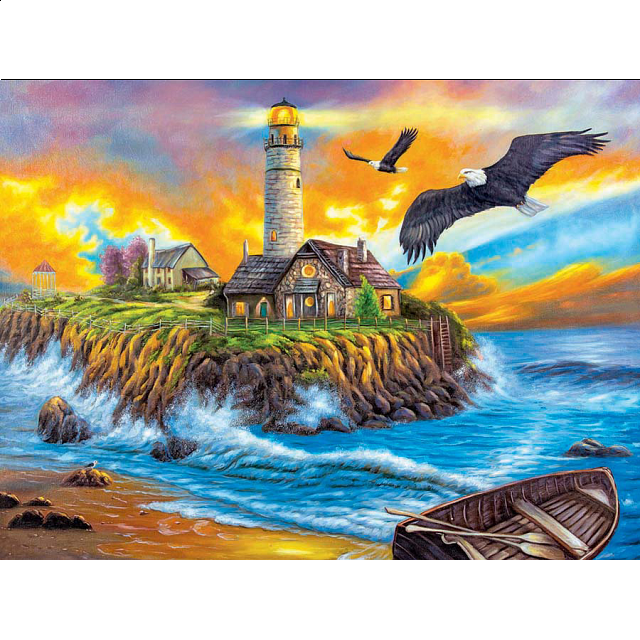 Inspirations Sunset Cove Lighthouse Jigsaws Puzzle Master Inc