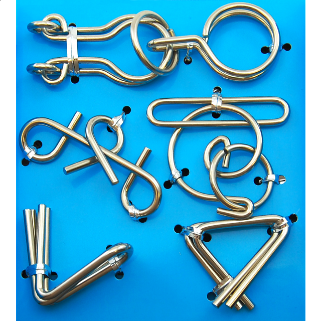 Hanayama Wire Puzzle Set Blue Wire & Metal Puzzles Puzzle Master Inc