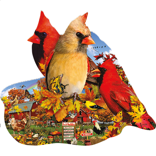 Fall Cardinals - Shaped Jigsaw Puzzle | Specials / Puzzle Sets | Puzzle Master Inc