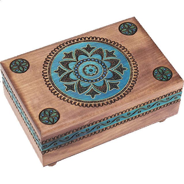 Brown Puzzle Box with Geometric Designs Puzzle Boxes / Trick Boxes