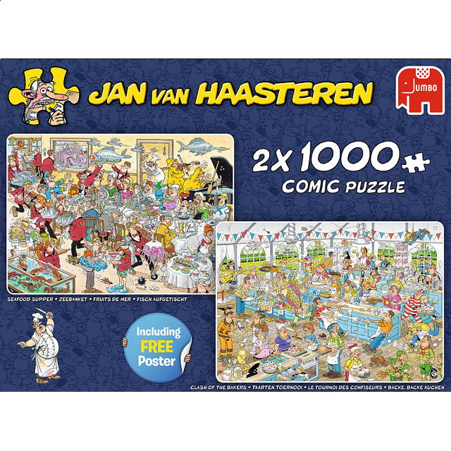 Jan van Haasteren Comic Puzzles Food Frenzy 2 x 1000 Pieces 1000