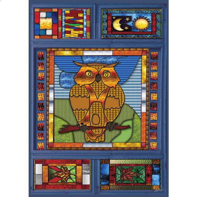 Stained Glass Owl 1000 Pieces Puzzle Master Inc