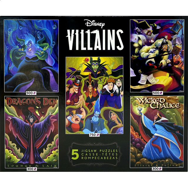 Disney Villains 5 in 1 Jigsaw Puzzle MultiPack Jigsaws Puzzle