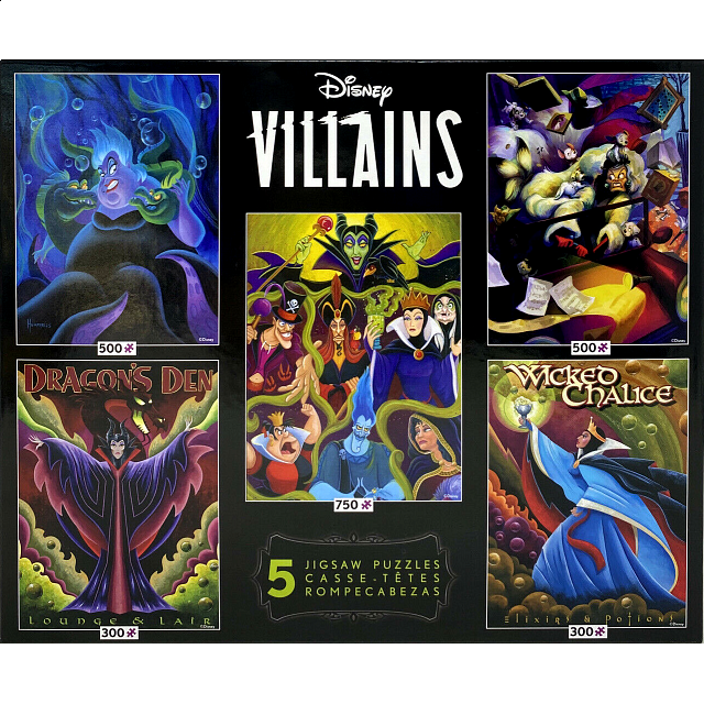 Disney Villains 5 in 1 Jigsaw Puzzle MultiPack 101499