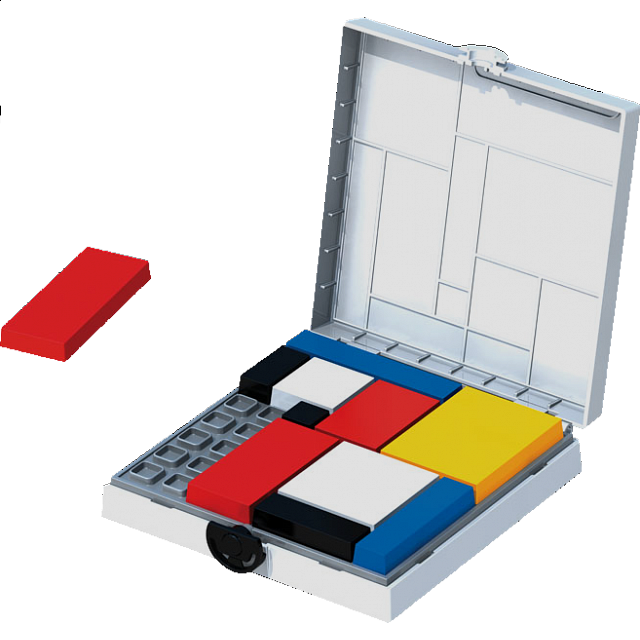 Jeu De Puzzle Mondrian Blocks - 88 Défis, Coffret Voyage Rouge, Pour Logique Et Réflexion (édition Primée)