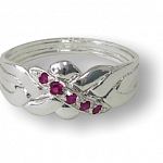 4 Band - Sterling Silver Puzzle Ring - Ruby image