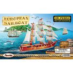 European Sailing Boat - Illuminated 3D Wooden Puzzle
