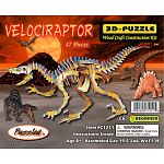 Velociraptor - Illuminated 3D Wooden Puzzle