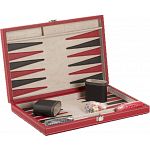 15 inch Backgammon Set - Black and Red Leatherette