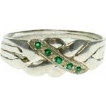 4 Band - Sterling Silver Puzzle Ring - Emerald image