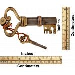 Key Shaped Iron & Brass Puzzle Lock