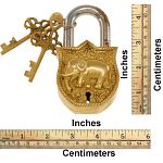 Brass Puzzle Trick Padlock - Elephant