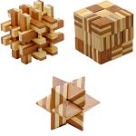 Group Special - a set of 3 Bamboo Wood puzzles