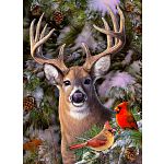 One Deer Two Cardinals - Large Piece