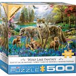 Wolf Lake Fantasy - Large Piece Jigsaw Puzzle
