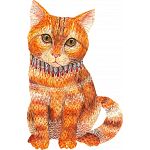 Mysterious Orange Cat - Animal Shaped Wooden Jigsaw Puzzle