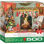 Christmas By The Fireplace - Large Piece Jigsaw Puzzle