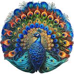 Peacock - 200 Piece Shaped Wooden Jigsaw Puzzle