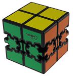 Bram & Oskar Gear 2x2 Cube PLUS - Black Body (6-Color Stickers)