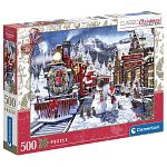 Train Station with Snowman